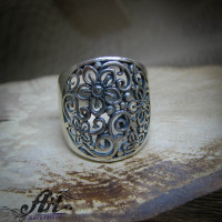 Сребърен дамски пръстен "Цвете" R-777